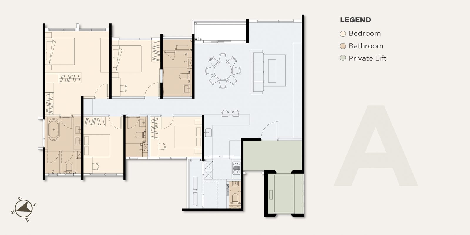 PJ13 Residences Type A layout, 1,880 sq. ft., 4 bedrooms